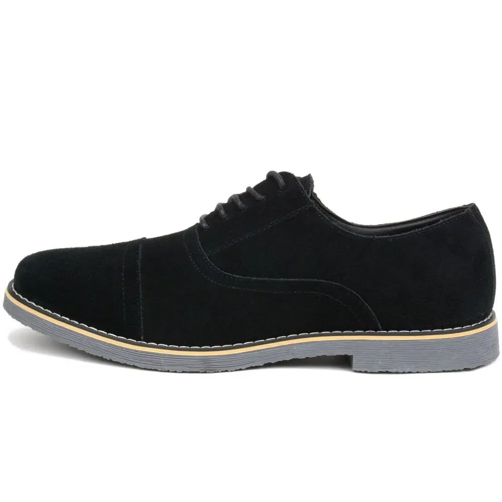 Alpine Swiss Aston Suede Leather Dress Men's Size 10 Black Cap Toe Lace Up